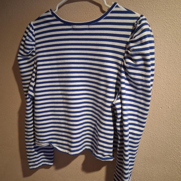Rebecca Minkoff Talia Cropped Puff Sleeve Cotton Stripe Top XXL - Picture 6 of 6